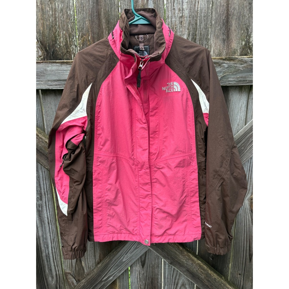 The North Face HyVent Jacket Womens Medium Pink Brown Rain Shell F2008 Y2K